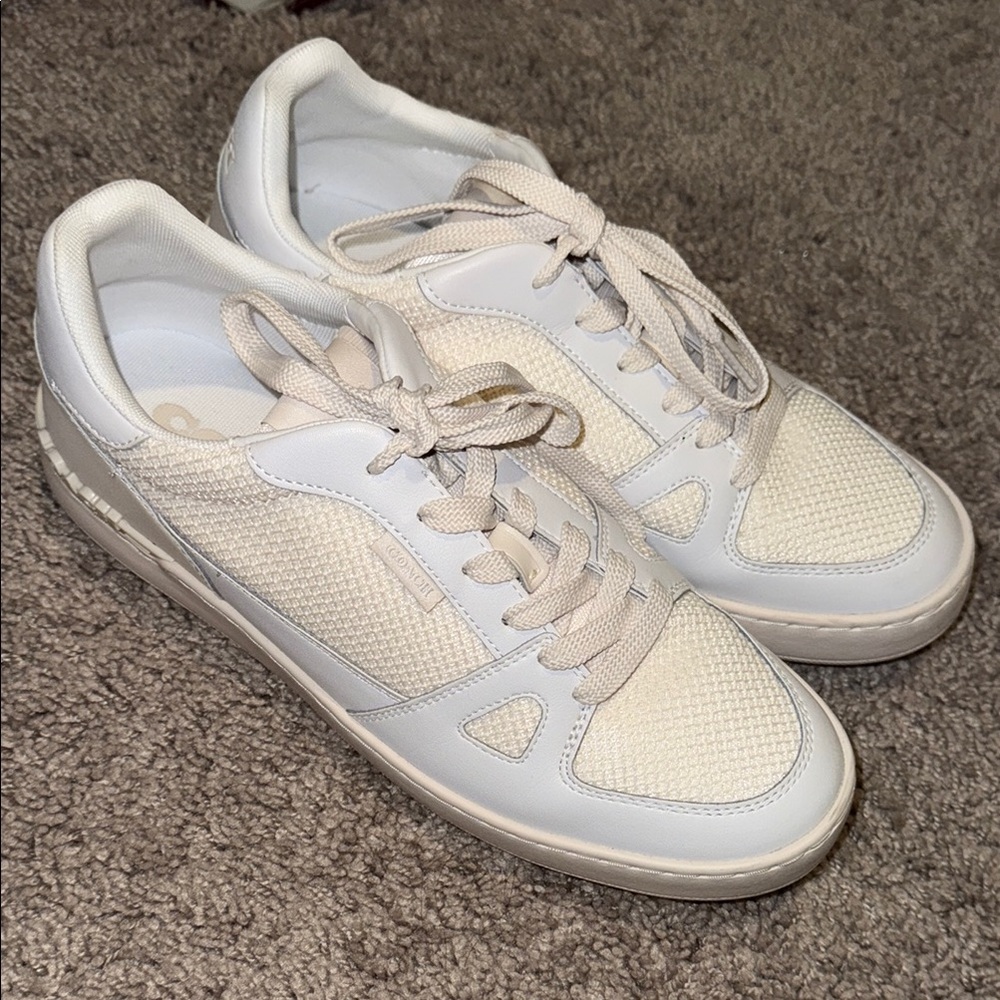 Coach Cream Sneakers Leather Mesh Minimalist